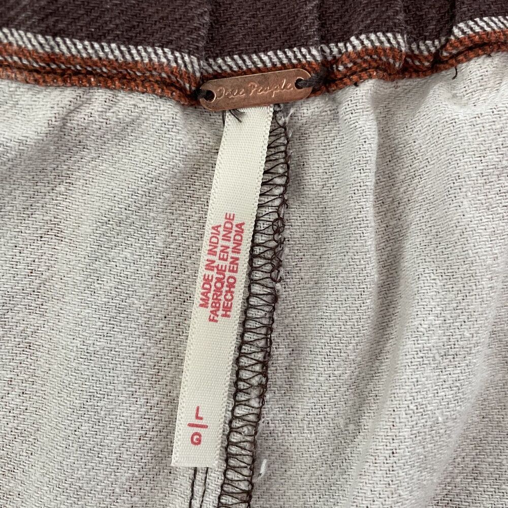 Free People Brown Striped Western Boho Ellie Pull On Barrel Pants - Size L - Picture 6 of 13